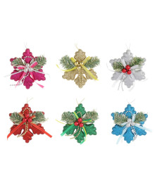 Украшение декоративное 12 см, снежинка, 6 цветов