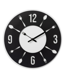 Часы настенные СН 3522 - 002 из МДФ, корпус белый+черный, d=35, "Вилка-Ложка" (10)