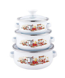 Набор мини-кастрюль 6предм  KELLI KL-4130 (0,5л 0,7л 1,7л, со стекл крышками)