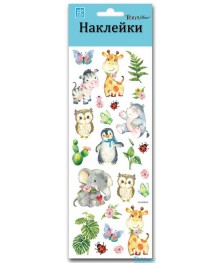 Наклейка   PEA 3805 (Зоопарк-мини) 10х25 см, ПВХ, влагост, отделка золото по контуру. Наклейки декоративные, интерьерные, наклеёки на стекло и на мебель оптом со клада в Новосибриске.