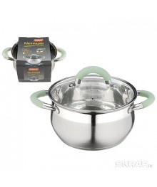 Mallony Кастрюля MENTOLO, 2,6 л, из нержавеющей стали с крышкой, ручки с силиконом