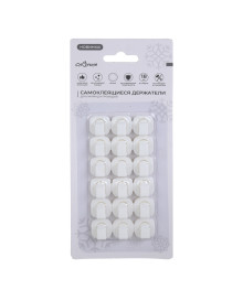 Держатели для гирлянд и проводов, самоклеящиеся, 18шт, 15х15мм, PP