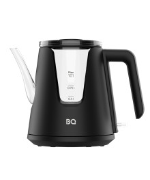 Чайник BQ-KT0046DW Чёрный, стекло (с носиком, двойные стенки, 1л, 2200Вт, диск)
