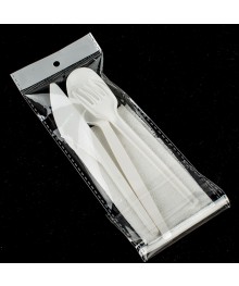 Набор столовых приборов № 4 (ложка столов,вилка, нож, салфетка) (504540)Посуда одноразовая оптом. Одноразовая посуда оптом с доставкой по Дальнему Востоку со склада.