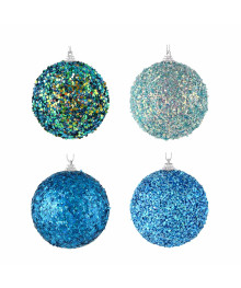 Подвеска шар с декором, 8 см, 4 цвета, сине-бирюзовые оттенки
