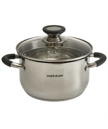 WEВBER Кастрюля BE-372/3  3,6 л из нерж стали со стеклянной крышкой (d=20) (4)