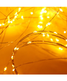 Эл.гирл. СНОУ БУМ занавес 3х3м нить росы, 300 LED, 10 нитей, шампань, 8 реж, пров.серебр., 220В