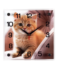 Часы настенные СН 2525 - 056 Рыжий котёнок квадратные (25x25) (10)