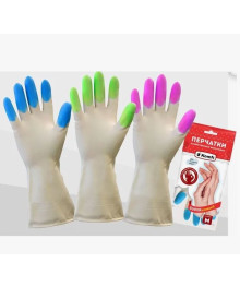 Перчатки виниловые L (3 цв в одной коробке) Komfi 72шт /12 PVHCLR3