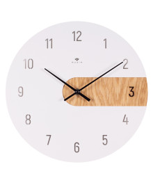 Часы настенные СН 3001 - 001 из металла и дерева, d=30 см, белый "Тройка" (10)