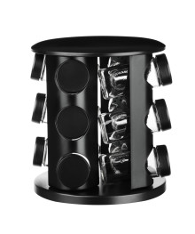 Набор для специй 12шт на подставке, 20х20х22см, стекло+ABS пластик, черный