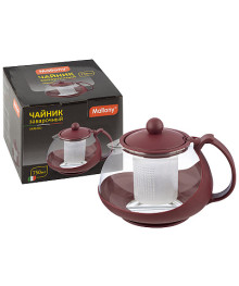 Чайник заварочный  Mallony Variato, 750 мл (стекло, пластик корпус, пласт.ситечко), цвета в ассорткерамики в Новосибирске оптом большой ассортимент. Посуда фарфоровая в Новосибирскедля кухни оптом.