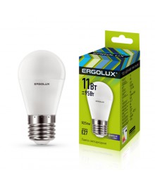 Эл. лампа светодиодная Ergolux LED-G45-11W-E27-6K (Шар 11Вт E27 6500K 172-265В, аналог Вт)нецк, Ленинск-Кузнецк, Барнаул, Горно-Алтайск, Бийск и др. Большой каталог светодиодных ламп оптом.