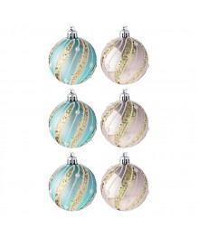 Шары СНОУ БУМ 6 шт 6см розовый, голубой, пластик, арт.23-47