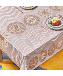 Клеенка GRACE QS-27-8338BB золотые волны и узоры, ткань с пвх покрытием 1,37(+-3)х20м