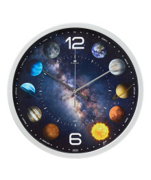 Часы настенные СН 3027 - 056 круг d=30см, корпус серебряный "Космос" (10)