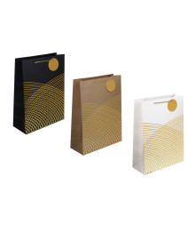Пакет подарочный бумажный, 40x30x12см, с шильдиком, тиснение, бумага, арт.15, 3 дизайна