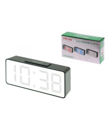 часы настольные VST-886/6 (белые) зеркальные+дата+температура (без блока, питание от USB)