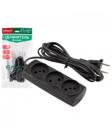 Удлинитель сетевой ENGY "Эконом" 3м/3роз. (ШВВП 2х0,75) черный