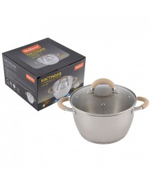 Mallony Кастрюля Fortuna, объем 3,3 л, из нерж стали с крышкой, матовый корпус, ручки с силиконом доставкой - Новосибирск, Новокузнецк, Горно-Алтайск. Низкие цены, большой ассортимент посуды оптом