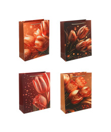 Пакет подарочный бумажный 26x32x10 см, "Цветы" арт 2, 4 диз.