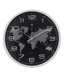 Часы настенные СН 3027 - 061 круг d=30см, корпус серебряный "Карта" (10)