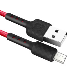 Кабель USB - Micro F181, red 1м, 2,4А,нейлон пакет Defender
