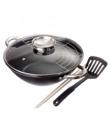 SATOSHI Казан чугун, 30см, 4,4л,антипр.покр, нерж.ручк,решетк,стекл.крыш,нейлон.лопатк,бамб.палочки доставкой - Новосибирск, Новокузнецк, Горно-Алтайск. Низкие цены, большой ассортимент посуды оптом