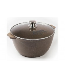 Мечта Кастрюля литая 5л АП Гранит Brown со стекл крышкой арт 45806 (4) доставкой - Новосибирск, Новокузнецк, Горно-Алтайск. Низкие цены, большой ассортимент посуды оптом