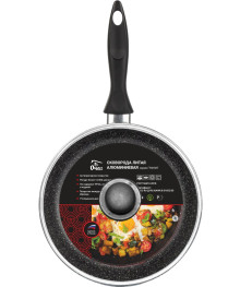 Очаг Сковорода литая 24см стекл крышка не с/р Гранит дно 6,3мм арт огчс-2410 (10)