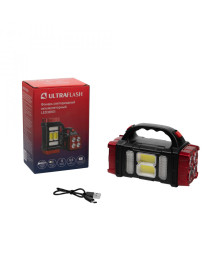 Фонарь Ultra Flash 38101 (фонарь акк. черн./малин., 40LED+2COB, 4 реж., Type-C, PowerBank, пласт