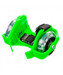 Ролики на пятку с подсветкой раздв, колеса ПВХ 7,2см 3LED, до 80кг, 6+, зелен, комплект на 2 ногим со склада в Новосибирске. Ролики оптом со склада в НСК. Большой каталог роликов оптом по низкой ц