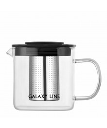 Чайник заварочный  Galaxy LINE GL 9358 600 мл, стекл колба, носик антикапля, фильтр нерж (24/уп)