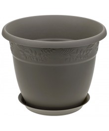 Кашпо для цветов Рябина d-220мм 3,6л с поддоном Французский серый 3055Mфрс (уп/24шт)