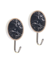 Крючки самоклеящиеся, "Черный мрамор", 2 шт, пластик, металл