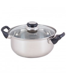 Mallony Кастрюля BAK-S-03 2.8л, из нерж стали с крышкой (стекло), ручки - бакелит доставкой - Новосибирск, Новокузнецк, Горно-Алтайск. Низкие цены, большой ассортимент посуды оптом