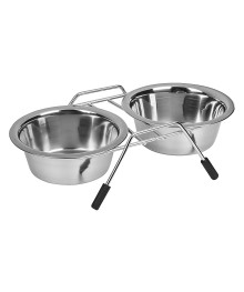 Миска для домашних животных двойная, нерж.сталь, 2x240 мл