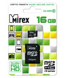 Пам.MicroSDHC,16Gb Mirex (Class 10) + переходник SDужаем в Красноярск, Иркутск, Якутск, Кызыл, Улан-Уде, Хабаровск, Владивосток, Комсомольск-на-Амуре.