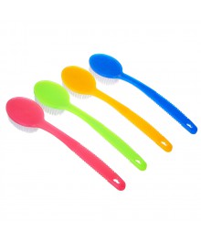 Щетка для тела с искусств. щетиной на пластиковой ручке, 34см, 4 цветаТовары для бани оптом. Банные принадлежности оптом с доставкой по РФ