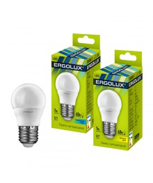 Эл. лампа светодиодная Ergolux LED-G45-7W-E27-3K (Шар 7Вт E27 3000K 172-265В, аналог 60 Вт)нецк, Ленинск-Кузнецк, Барнаул, Горно-Алтайск, Бийск и др. Большой каталог светодиодных ламп оптом.