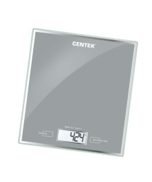Весы кухонные Centek CT-2462 Серебр (электронные, стеклян, LCD, 190х200мм, max 5кг, шаг 1г) 12/уп