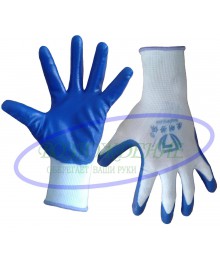 Перчатки нейлоновые с нитрил.покрытием МАКСИ Люкс, синие (уп.12пар)