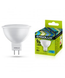 Эл. лампа светодиодная Ergolux LED-JCDR-9W-GU5.3-4K ( 9Вт GU5.3 4500K 172-265В, аналог  Вт)нецк, Ленинск-Кузнецк, Барнаул, Горно-Алтайск, Бийск и др. Большой каталог светодиодных ламп оптом.