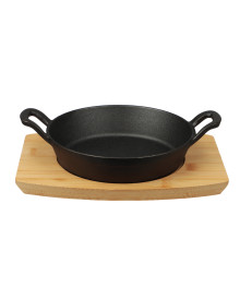 SATOSHI Сковорода мини на подставке из бамбука чугун, круглая, 18см