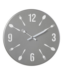 Часы настенные СН 3233 - 004 из металла, d=32 см, открытая стрелка, серебряный+белый "Кухня" (10)