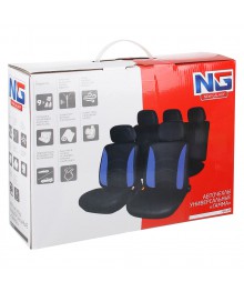 Чехлы комплект 9 пр., полиэстер, Гамма, 3 молн. в спинке, 3 молн. в сидении, черный/синий Новокузнецк, Горно-Алтайск. Низкие цены, большой ассортимент. Автоаксессуары оптом по низкой цене.