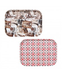 Поднос прямоугольный с антискользящим покрытием, ПВХ, пластик 35х25см, 2 дизайнаочная доска оптом в Новосибирске. Разделочная доска купить в Новосибирске оптом. Доставка в регионы