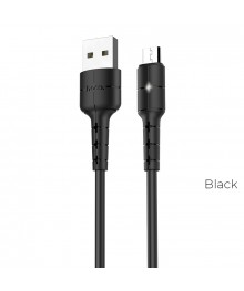 Кабель USB - micro USB HOCO X30 Star 1.2 метра, 2A, ПВХ, индикатор, чёрный