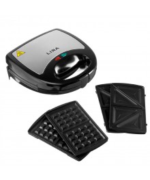 Мини-гриль 3 в 1 Lira LR 1302silver (Сменные формы для приготовления сэндвичей/ гриль/ вафельница)еры оптом со склада в Новосибирске. Большой каталог тостеров оптом с доставкой по Дальнему Востоку.