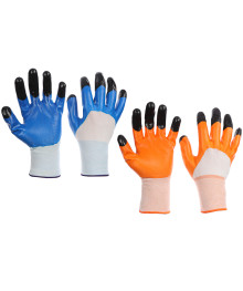 Перчатки садовые INBLOOM с двойным нитриловым полуобл., 10 размер, 23.5см, 45г, 2 цвета